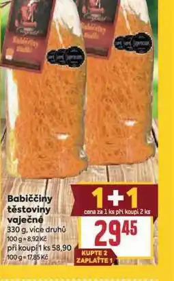 Billa Bqabiččiny těstoviny vaječné nabídka