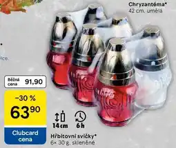 Tesco Hřbitovní svíčky, 6x 30 g. skleněné nabídka