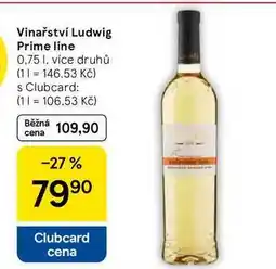Tesco Vinařství Ludwig Prime line, 0,75 l, více druhů nabídka