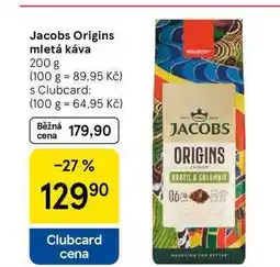 Tesco Jacobs Origins mletá káva, 200 g nabídka
