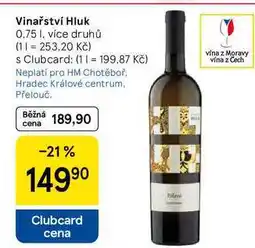 Tesco Vinařství Hluk, 0.75 I, více druhů nabídka