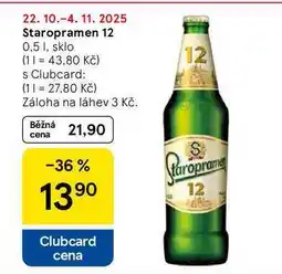 Tesco Staropramen 12, 0,5 l, sklo nabídka