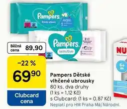 Tesco Pampers Dětské vlhčené ubrousky, 80 ks, dva druhy nabídka