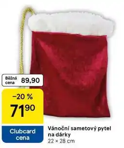 Tesco Vánoční sametový pytel na dárky, 22 x 28 cm nabídka