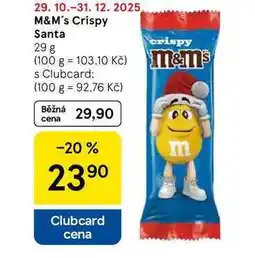 Tesco M&M's Crispy Santa, 29 g nabídka