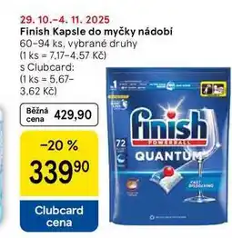 Tesco Finish Kapsle do myčky nádobí, 60-94 ks, vybrané druhy nabídka