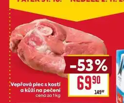 Billa Vepřová plec s kostí a kůží na pečení cena za 1 kg nabídka