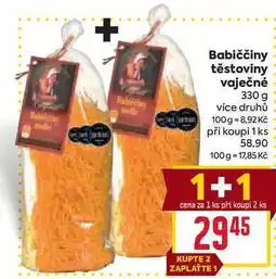 Billa Babiččiny těstoviny vaječné 330 g nabídka