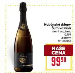 Billa Habánské sklepy Šumivá vína demi sec, brut 0,75l nabídka