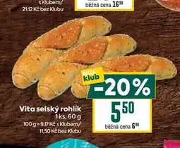 Billa Vita selský rohlík 1ks, 60 g nabídka