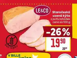 Billa Staročeská uzená kýta z pultu lahůdek cena za 100 g nabídka
