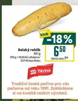 Billa Selský rohlík 60 g nabídka