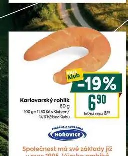 Billa Karlovarský rohlík 60 g nabídka