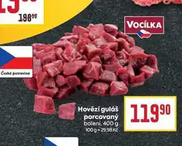 Billa Hovězí guláš porcovaný balení, 400 g nabídka