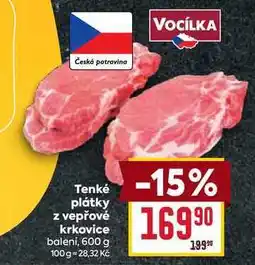 Billa Tenké plátky z vepřové krkovice baleni, 600 g nabídka