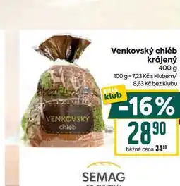 Billa Venkovský chléb krájený 400g nabídka