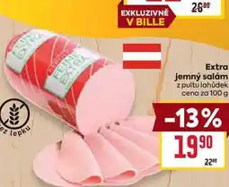 Billa Extra jemný salám z pultu lahůdek cena za 100 g nabídka