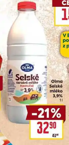 Billa OLMA Selské čerstvé mléko 3,9% 1l nabídka