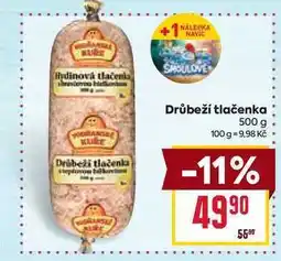 Billa Drůbeží tlačenka 500 g nabídka