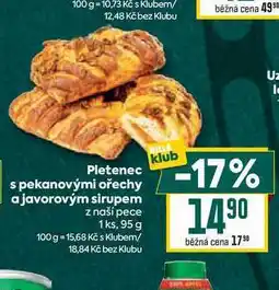 Billa Pletenec s pekanovými ořechy a javorovým sirupem z naší pece 1ks, 95 g nabídka