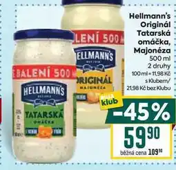 Billa Hellmann's Originál Tatarská omáčka, Majonéza 500 ml nabídka