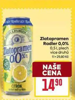 Billa Zlatopramen Radler 0,0% 0,5l, plech nabídka