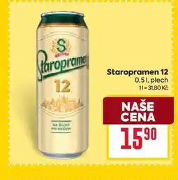 Billa Staropramen 12 0,51, plech nabídka