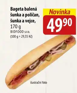 Bala Bageta balená šunka a poličan, šunka a vejce nabídka