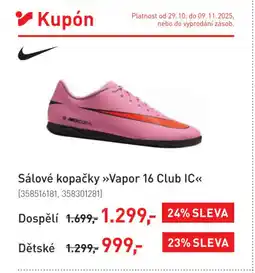 Intersport Sálové kopačky Vapor 16 Club IC nabídka