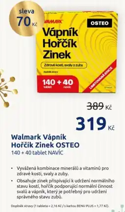Benu Walmark Vápník Hořčík Zinek Osteo nabídka