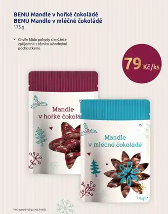 Benu BENU Mandle v hořké čokoládě, BENU Mandle v mléčné čokoládě nabídka