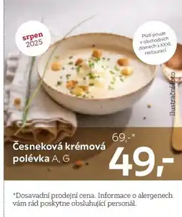 XXXLutz Česneková krémová polévka A, G nabídka