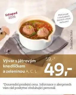XXXLutz Vývar s játrovým knedlíčkem a zeleninou A, C, L nabídka