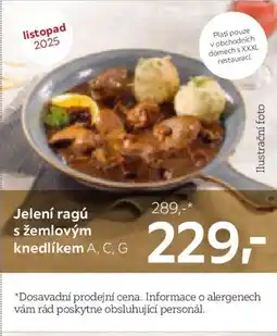 XXXLutz Jelení ragú s žemlovým knedlíkem A, C, G nabídka