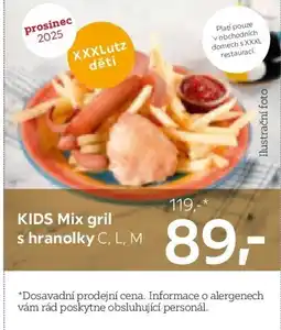 XXXLutz KIDS Mix gril s hranolky C, L, M nabídka