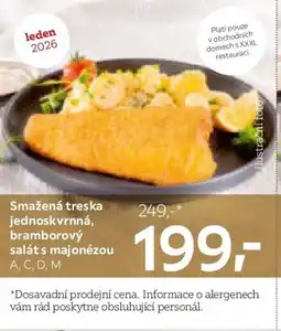 XXXLutz Smažená treska jednoskvrnná, bramborový salát s majonézou A, C, D, M nabídka