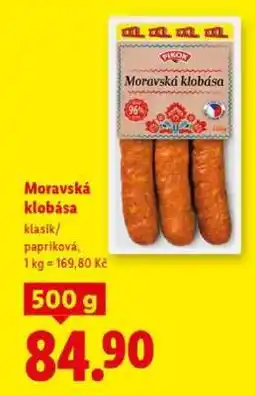 Lidl Moravská klobása nabídka