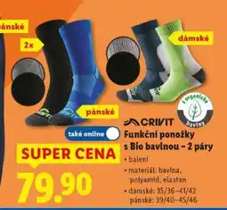 Lidl CRIVIT Funkční ponožky s Bio bavlnou – 2 páry nabídka
