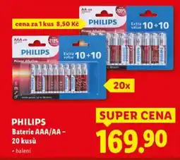 Lidl PHILIPS Baterie AAA/AA - 20 kusů nabídka