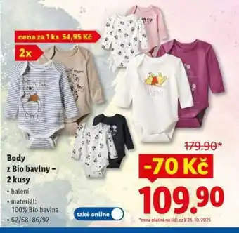 Lidl Body z Bio bavlny – 2 kusy nabídka