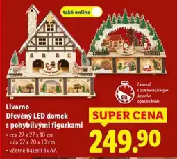 Lidl Livarno Dřevěný LED domek s pohyblivými figurkami nabídka