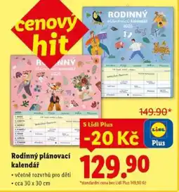 Lidl RODINNÝ PLÁNOVACÍ KALENDÁŘ nabídka