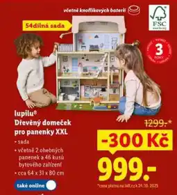 Lidl lupilu Dřevěný domeček pro panenky XXL nabídka