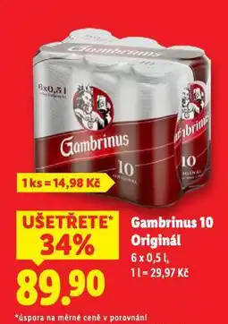 Lidl Pivo gambrinus originál 10 nabídka