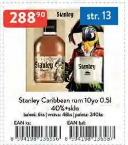 Qanto Stanley Caribbean rum 10yo 40%+sklo nabídka