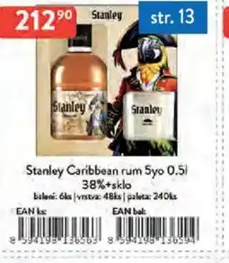 Qanto Stanley Caribbean rum 5yo 38% sklo nabídka