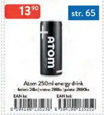 Qanto Atom energy drink nabídka