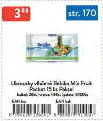 Qanto Ubrousky vlhčené Bebiko Mix Fruit Pocket Paksel nabídka