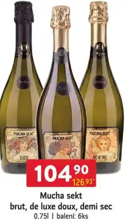 Qanto Mucha sekt brut, de luxe doux, demi sec nabídka