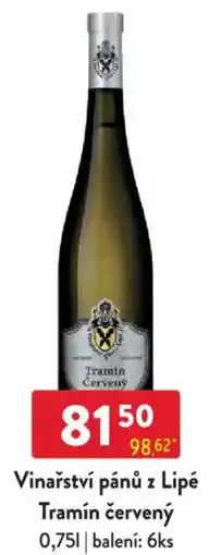 Qanto Vinařství pánů z Lipé Tramín červený nabídka
